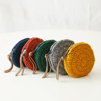 Fair Trade Crochet Wool Circular Spiral Coin Purse, 6 of 9
