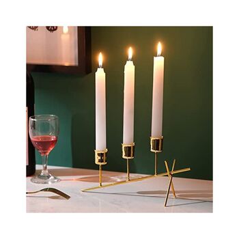 Three Arms Metal Candlestick Taper Candle Holder Stand, 4 of 7