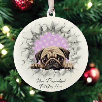 Personalised Christmas Pug Break Through, 3 of 10