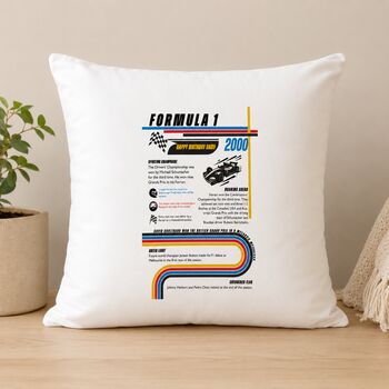 Personalised F1 Cushion Birthday Gift For All Seasons, 2 of 11