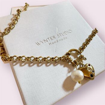 Love Story 18ct Gold Plated Belcher Necklace, 3 of 4