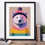 Cosy Polar Bear Portrait Illustration Art Print, thumbnail 3 of 3