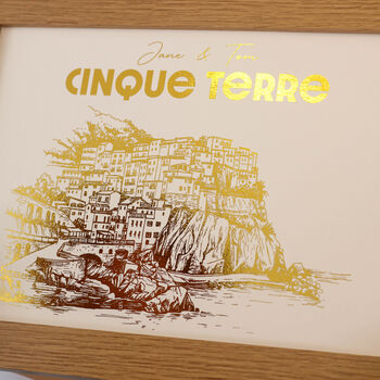 Personalised Cinque Terre Foiled Print Gift For Couples, 6 of 7