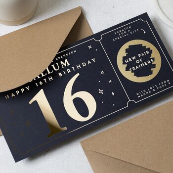 Personalised 16th Birthday Scratch Voucher For Grandson, 3 of 9