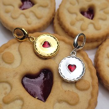 Jammie Dodger Charm Necklace, Sterling Silver Or Gold Plated, 8 of 10