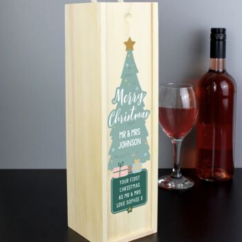 Personalised Merry Christmas Wooden Bottle Box, 3 of 3