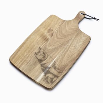 Personalised Japanese Akita Inu Engraved Acacia Serving Board, 6 of 9