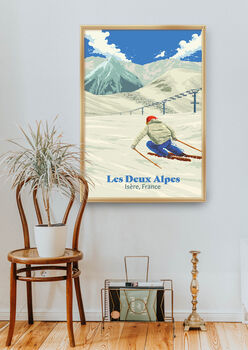 Les Deux Alpes Ski Resort France Travel Poster Print, 10 of 12