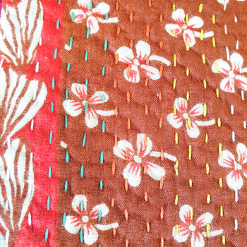 Sari Cushion Cover, Brown Floral, 46cm Handmade, 6 of 11