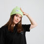 Lime Green Ribbed Smiley Beanie That Gives Back, thumbnail 1 of 4