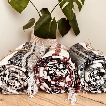 Hand Loomed Stripe Fair Trade Sofa Throw Blanket, 2 of 8