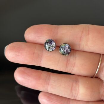 Rainbow Abstract Fused Glass Sterling Silver Stud Earrings, 6 of 10