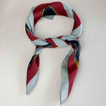 Red Equestrian Chain Print Silky Scarf, 3 of 4