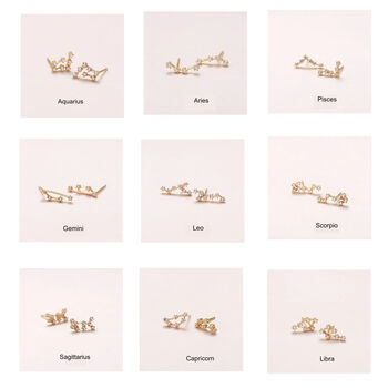 Star Sign Constellation Earrings Studs, 4 of 12