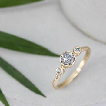 'Sylvie' Salt And Pepper Diamond Engagement Ring, 5 of 11