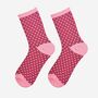 Women's Glitter Socks Berry Pink Small Polka Dots, thumbnail 1 of 5