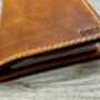 Leather Pocket A6 Journal Cover, Burnt Tan, Personalised Refillable Notebook, thumbnail 3 of 12