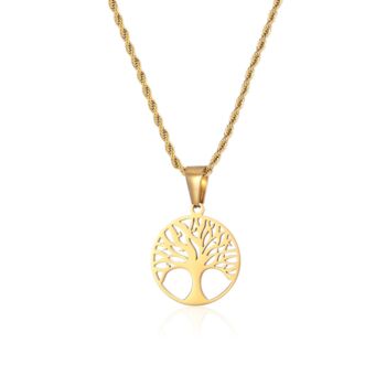 Gold Plated Tree Of Life Steel Pendant Necklace, 6 of 12