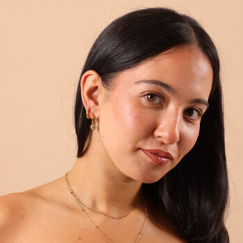 Wave Huggie Hoop Earrings In Gold Colour Finish, 4 of 7