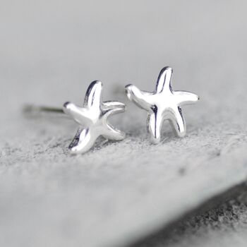 Sterling Silver Tiny Starfish Stud Earrings, 3 of 6