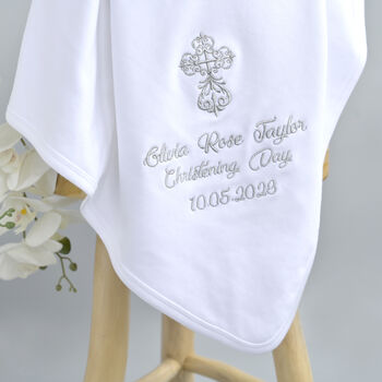 Christening White Blanket With Silver Cross, 3 of 7