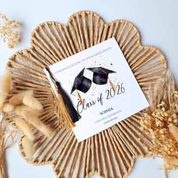Graduation Tassel Card, Black And Gold Graduation Hats Card, 2 of 3