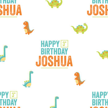 Personalised Birthday Dinosaur Wrapping Paper, 2 of 3