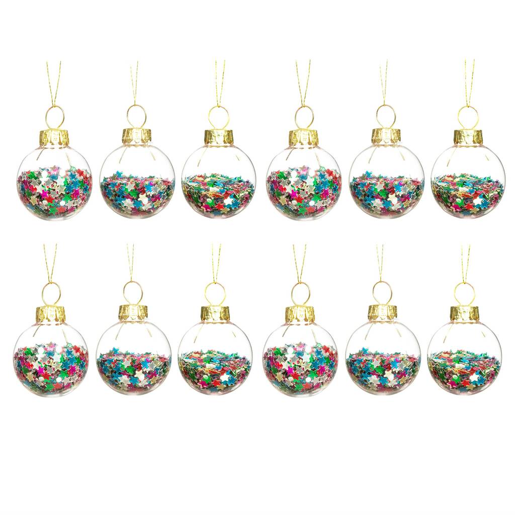 Sequin Star Baubles Pack Of 12 By Pink Pineapple Home & Gifts