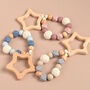 Personalised Pink Baby Teether With Engraved Wooden Star, thumbnail 2 of 2