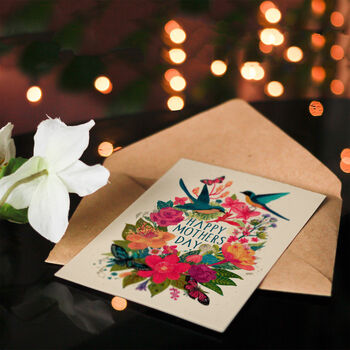 Colourful Flowers Birds Butterflies Wreath Mother's Day Card, 4 of 6