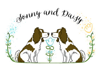 Two Springer Spaniels Personalised Dogs Gift Print, 2 of 4