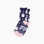 Sleeping Barn Owl Fluffy Bamboo Socks In Navy Blue, thumbnail 3 of 4
