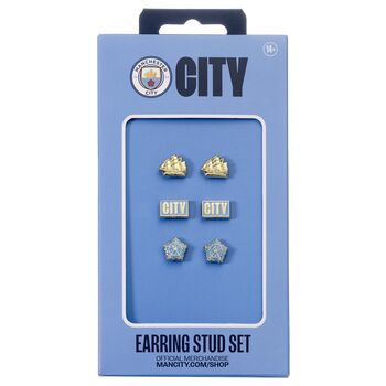 Manchester City Football Club Set Of Three Stud Earrings, 7 of 7