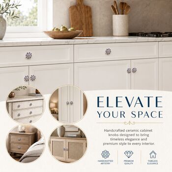 Indigo Petal Ceramic Cabinet Knobs, 6 of 9