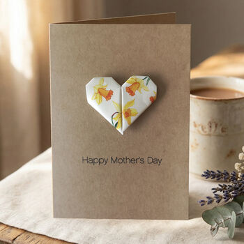 Personalised Mother’s Day Origami Heart Kraft Card, 2 of 4