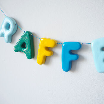 Personalised Handmade Blue And Yellow Name And Star Garland, 4 of 4