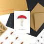 Fly Agaric Mushroom Print A6 Greetings Card, thumbnail 4 of 8