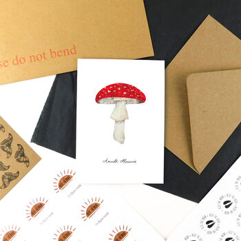 Fly Agaric Mushroom Print A6 Greetings Card, 4 of 8