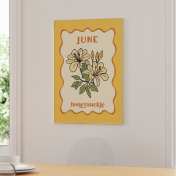 June Birth Month Honeysuckle Flower Print, 3 of 4