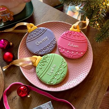 Personalised Green Christmas Bauble Letterbox Iced Cookie, 12 of 12