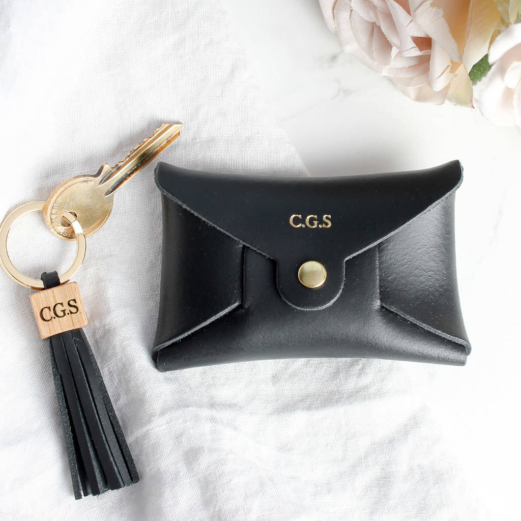 personalised coin purse tassel keyring set by create gift love