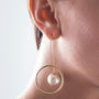 Gold Plated Pearl Galaxy Statement Orb Drop Earrings, thumbnail 1 of 6