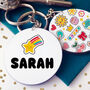 Personalised Design Your Own Sticker Style Name Keyring, thumbnail 1 of 3