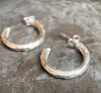 Eco Sterling Silver Textured Hoop Earrings, 3 of 7