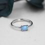 Sterling Silver Clawed Blue Opal Oval Ring, thumbnail 3 of 12