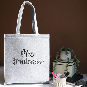 Personalised Grey Felt Shopping Bag, 2 of 7