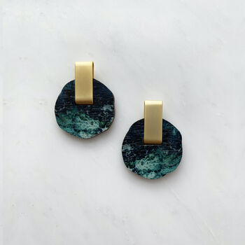 Marble And Gold Circle Stud Earrings, 5 of 9