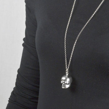 Skull Necklace On Long Chain With A Soft Relaxing Chime, 2 of 5
