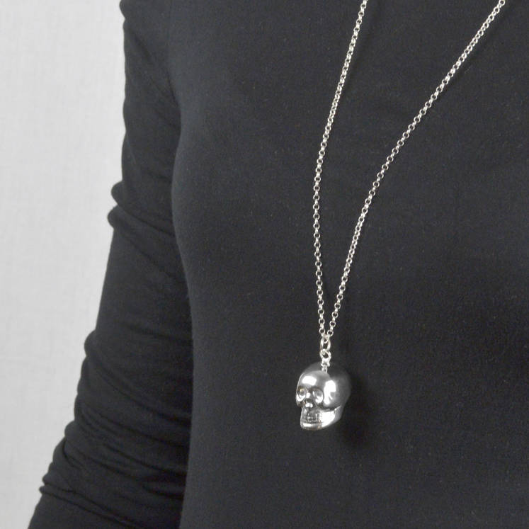 Skull Necklace On Long Chain With A Soft Relaxing Chime, 1 of 6