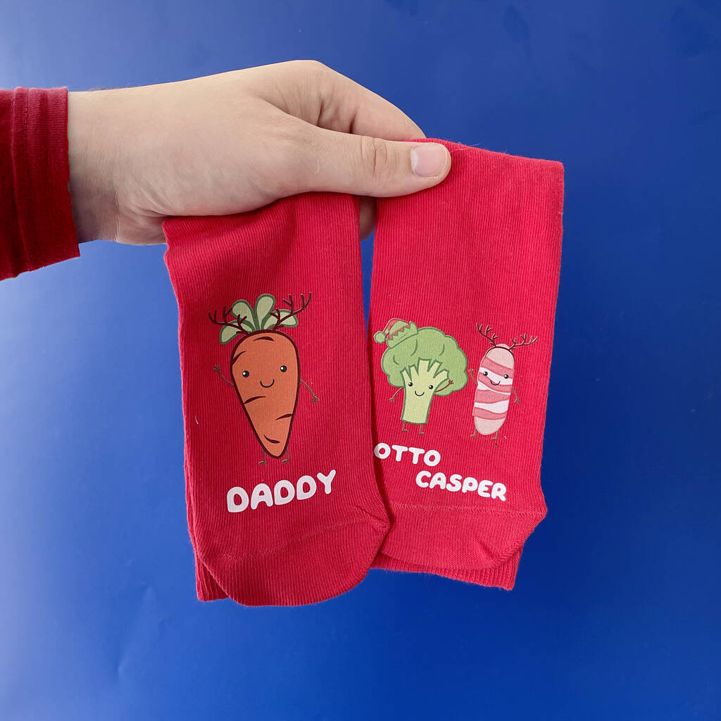 Daddy And Me Christmas Dinner Personalised Socks, 1 of 2